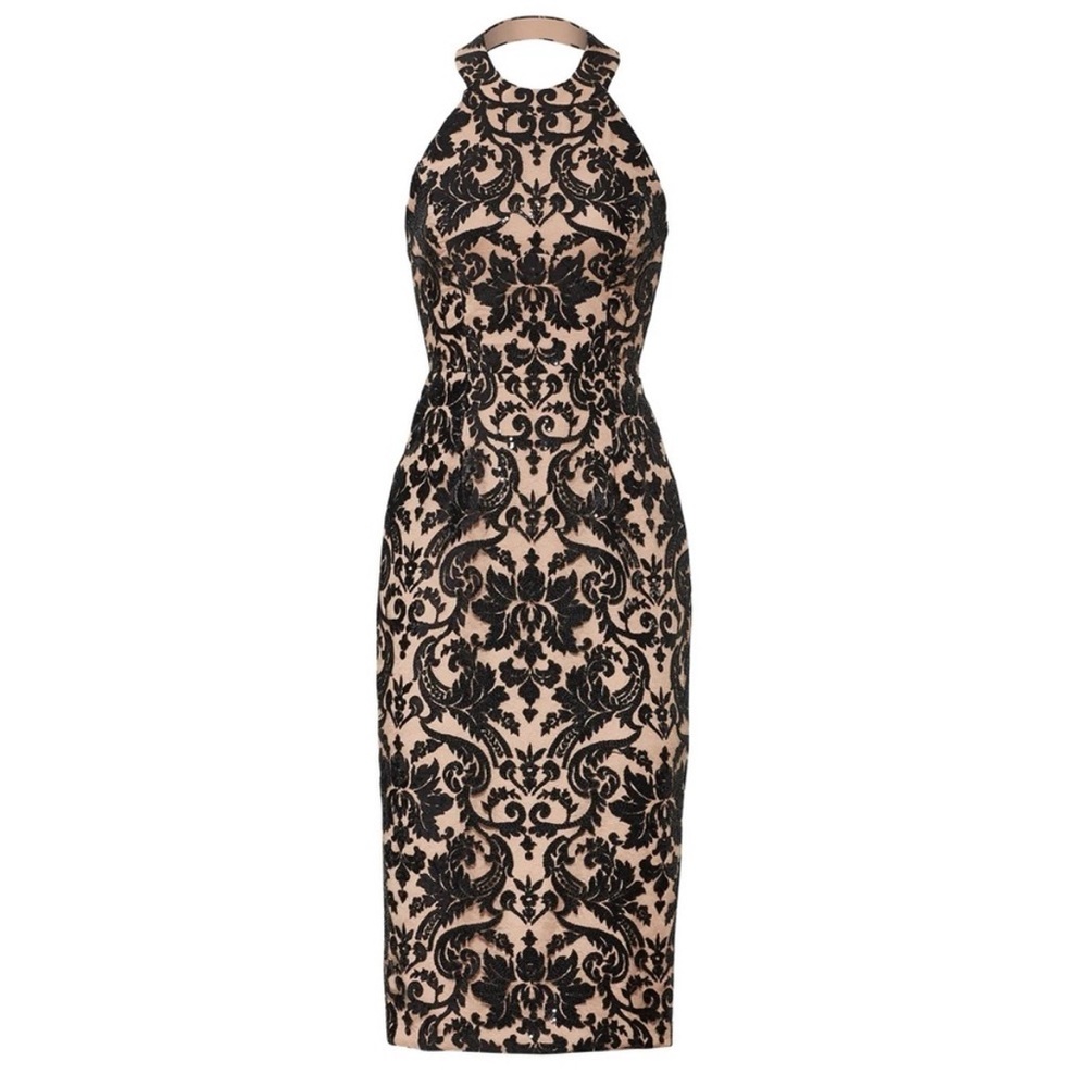 Dress the Population Navy and Nude Sequin Halter Dress